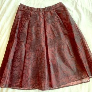AQUA Black / Red Lace Midi skirt